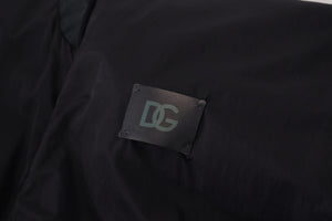 Dolce & Gabbana Schwarze Nylon-Logo-Bomberjacke mit Reißverschluss