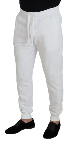 Dolce & Gabbana Weiße Sport Logo Baumwoll-Sweatpants Hosen Hosen