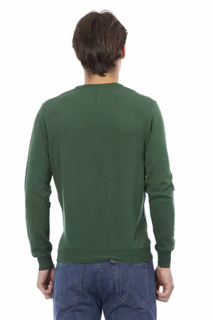 Baldinini Trend Grüner Herrenpullover aus Baumwolle