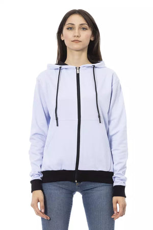 Baldinini Trend Lila Baumwoll-Damenpullover mit verstellbarer Kapuze