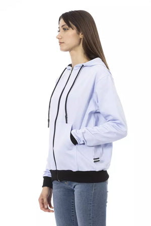 Baldinini Trend Lila Baumwoll-Damenpullover mit verstellbarer Kapuze