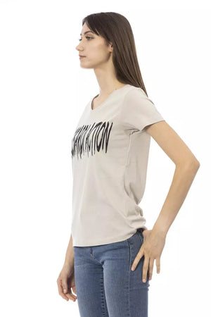 Trussardi Action Beigefarbenes Damen-Top aus Baumwolle