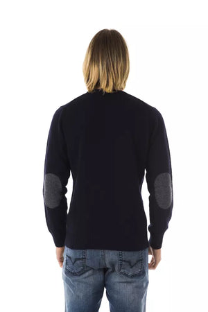 Uominitaliani Blauer Herrenpullover aus Wolle