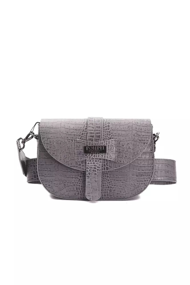 Pompei Donatella Graue Leder-Crossbody-Tasche für Damen