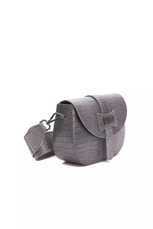 Pompei Donatella Graue Leder-Crossbody-Tasche für Damen