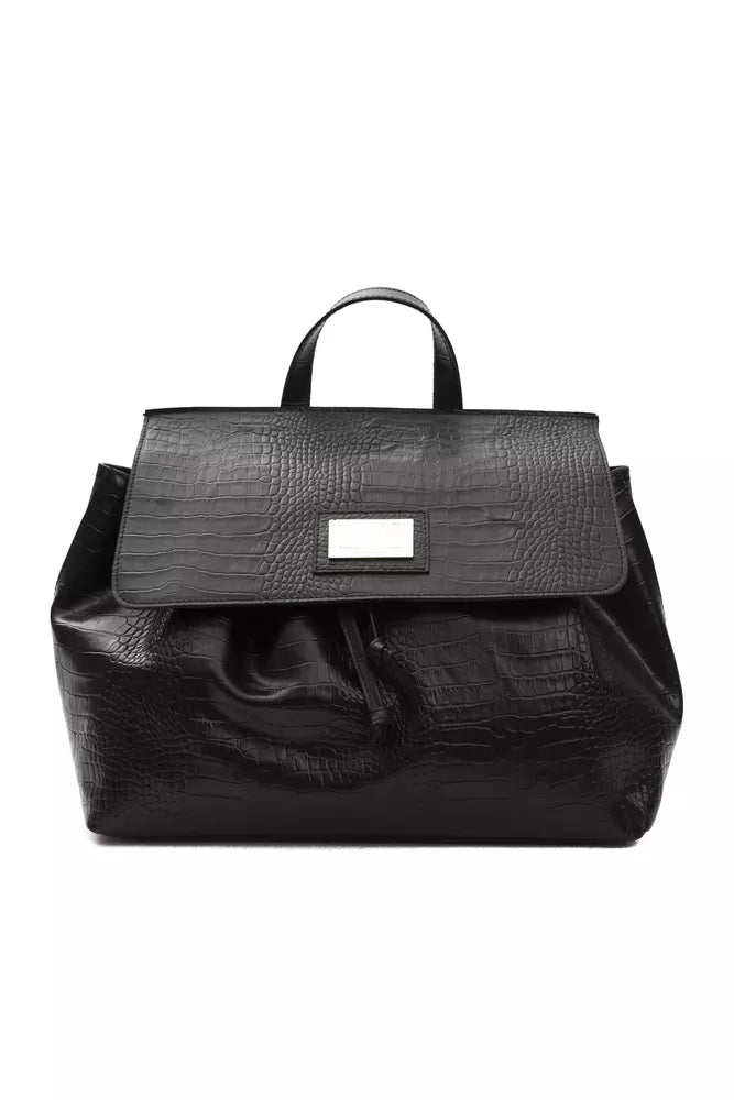 Pompei Donatella Schwarze Clutch aus Rindsleder