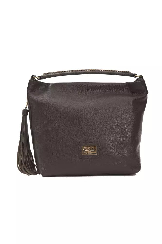 Pompei Donatella Braune Clutch aus Rindsleder
