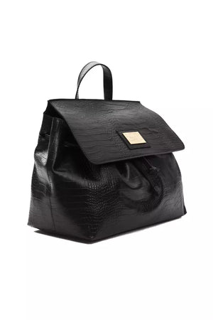 Pompei Donatella Schwarze Clutch aus Rindsleder