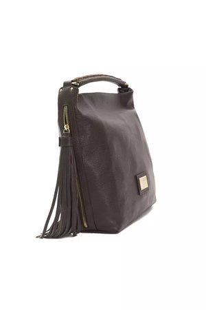 Pompei Donatella Braune Clutch aus Rindsleder