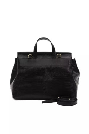 Pompei Donatella Schwarze Clutch aus Rindsleder