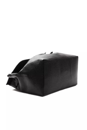 Pompei Donatella Schwarze Clutch aus Rindsleder