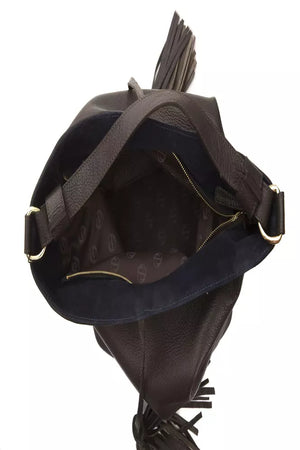 Pompei Donatella Braune Clutch aus Rindsleder