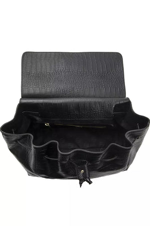 Pompei Donatella Schwarze Clutch aus Rindsleder
