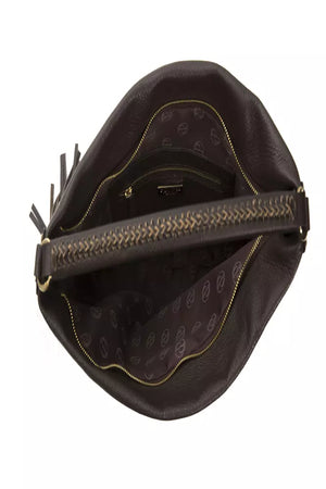 Pompei Donatella Braune Clutch aus Rindsleder