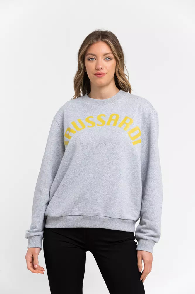 Trussardi Graues Damen-Sweatshirt aus Baumwolle