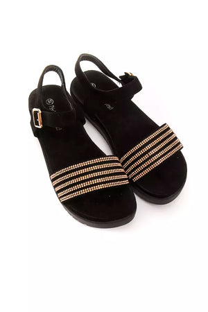 Péché Originel Goldene Textil-Sandale für Damen