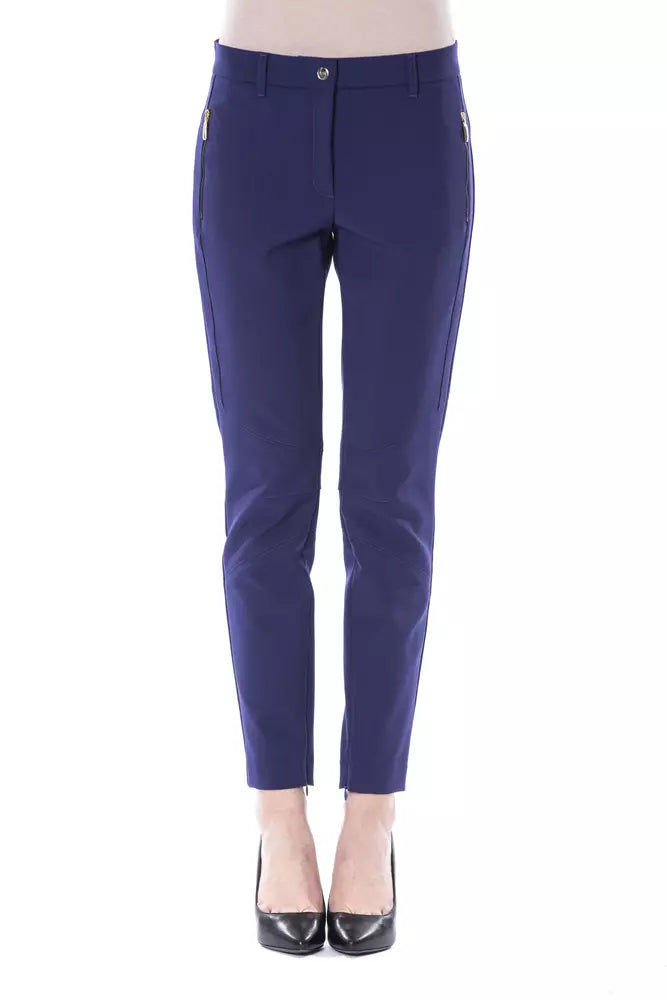 BYBLOS Dunkelblaue Damen-Hose aus Polyester mit schmaler Passform