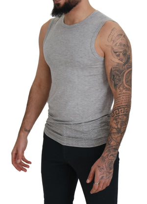 Ermanno Scervino Graues ärmelloses Männer-Pullover-T-Shirt