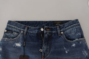 Dolce & Gabbana Blaue Baumwolle zerfleddert Männer Denim Jeans