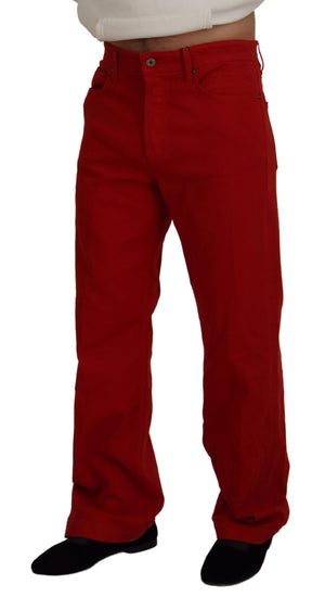 Dolce & Gabbana Rote Baumwolle Straight Fit Herren Denim Jeans