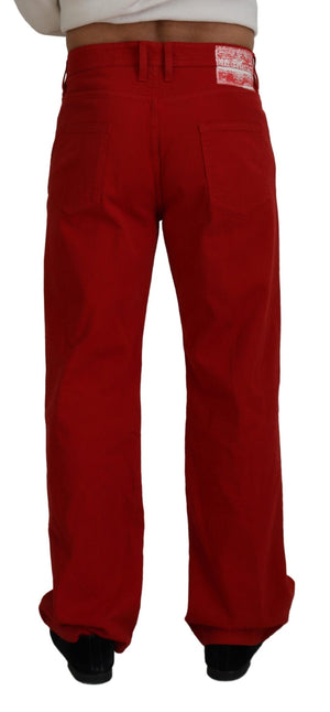 Dolce & Gabbana Rote Baumwolle Straight Fit Herren Denim Jeans