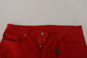 Dolce & Gabbana Rote Baumwolle Straight Fit Herren Denim Jeans
