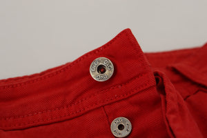 Dolce & Gabbana Rote Baumwolle Straight Fit Herren Denim Jeans