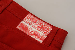 Dolce & Gabbana Rote Baumwolle Straight Fit Herren Denim Jeans
