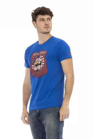 Trussardi Action Blaues Baumwoll-T-Shirt für Herren