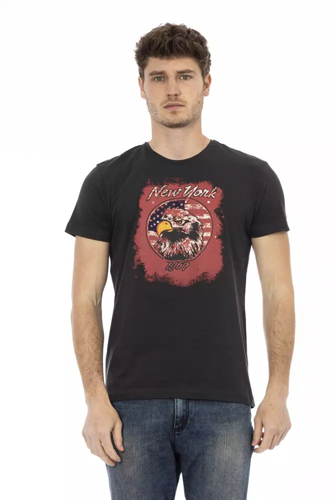 Trussardi Action Schwarzes Baumwoll-T-Shirt für Herren
