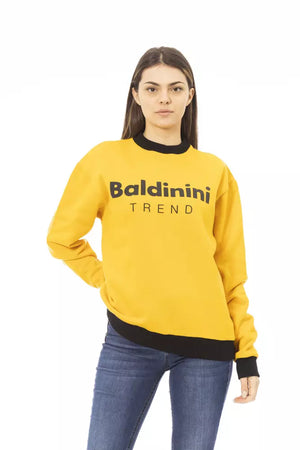 Baldinini Trend Gelber Baumwoll-Kapuzenpullover für Damen