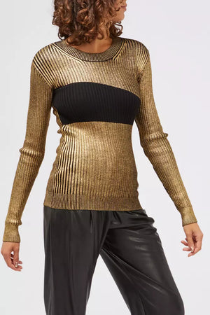 Custo Barcelona Goldener Wollpullover für Damen