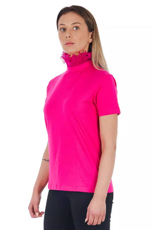 Frankie Morello Baumwoll-Damentop mit V-Ausschnitt in Multicolor