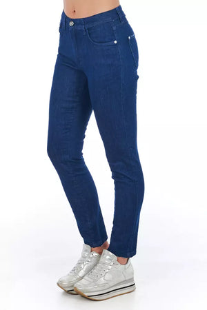 Frankie Morello Blaue Baumwoll-Röhrenjeans für Damen