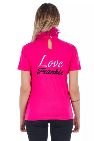 Frankie Morello Baumwoll-Damentop mit V-Ausschnitt in Multicolor