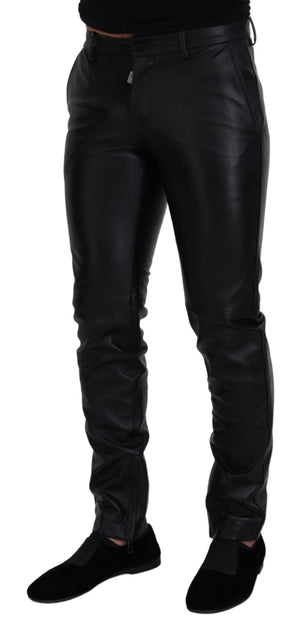 Dolce & Gabbana Schwarze glänzende Stretch-Skinny-Hose
