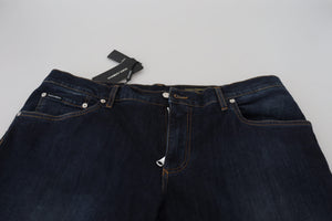 Dolce & Gabbana Blaue Baumwolle Straight Fit Casual Denim Jeans