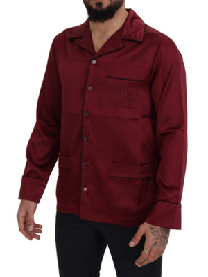 Dolce & Gabbana Rotes Seiden-Lounge-Top Pyjama-Schlafanzug-Shirt