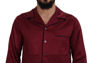 Dolce & Gabbana Rotes Seiden-Lounge-Top Pyjama-Schlafanzug-Shirt
