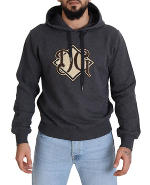 Dolce & Gabbana Graues Logo-Baumwoll-Kapuzenpullover