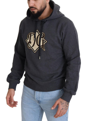 Dolce & Gabbana Graues Logo-Baumwoll-Kapuzenpullover