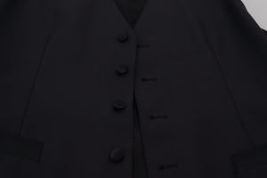 Dolce & Gabbana Schwarze Stretchweste aus Wolle Formelle Weste