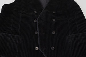 Dolce & Gabbana Schwarze zweireihige Weste aus Baumwolle