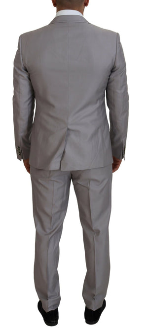 Dolce & Gabbana Silberner Wolle-Seide 3 Stück Slim Fit Anzug