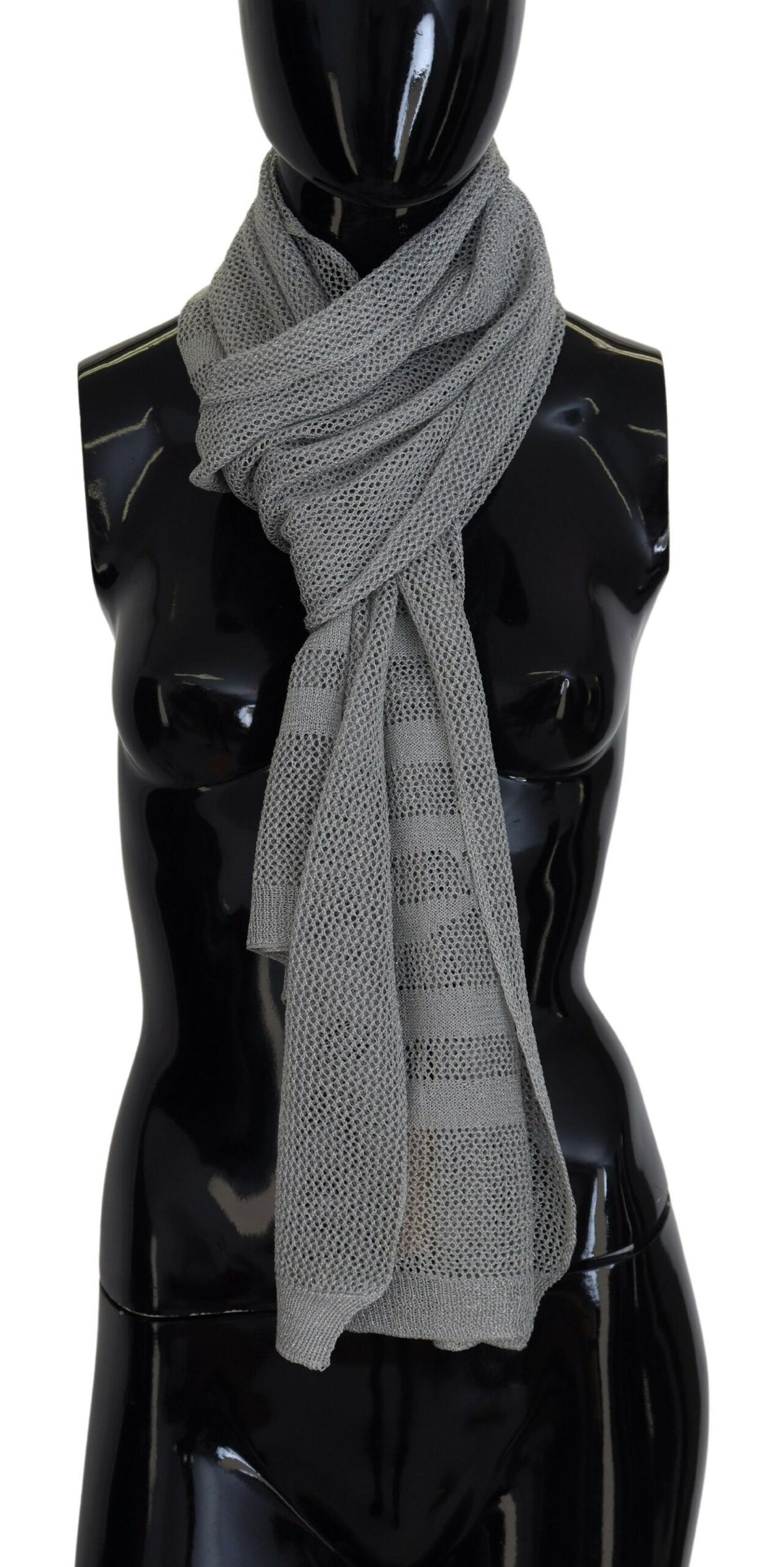 John Galliano Grauer Logo-Strickhalstuch-Foulardschal