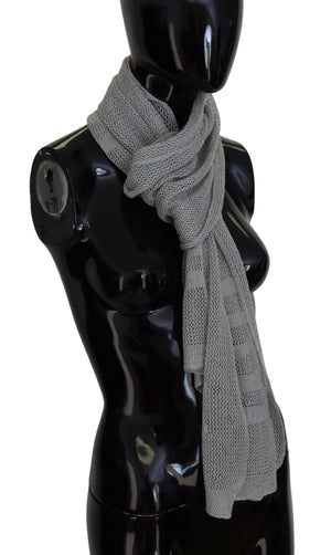 John Galliano Grauer Logo-Strickhalstuch-Foulardschal