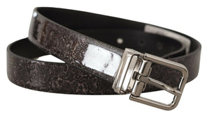 Dolce & Gabbana Schwarzer Goccia Glitter Lackleder Schnalle Vernice Gürtel