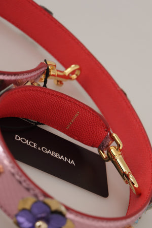Dolce & Gabbana Metallischer rosa Leder-Nieten-Schulterriemen