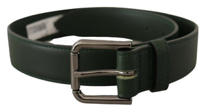 Dolce & Gabbana Army Green Leder Logo Metall Gürtelschnalle