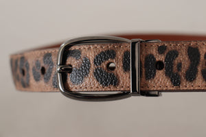 Dolce & Gabbana Brauner Gürtel mit Leopardenprägung und Lederschnalle